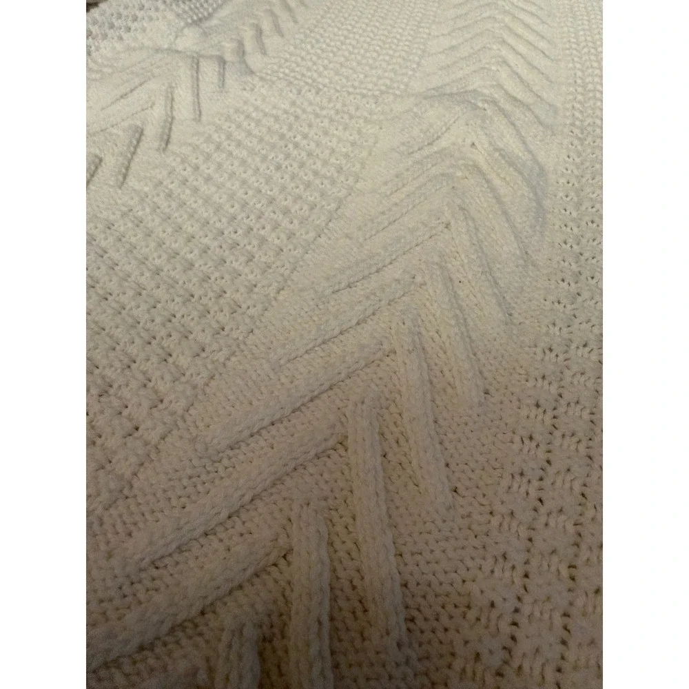 Libcmlian Cream White Cable Knit Cotton Throw Pillow Cover 20x20 Chevron Square